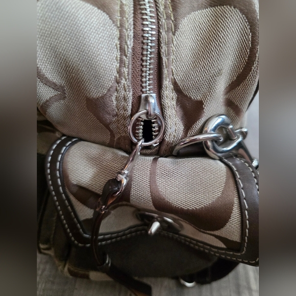 Vintage 2000s COACH Duffle Bag Luggage Qeekender Jacquard Canvas Brown Preppy - Picture 7 of 16